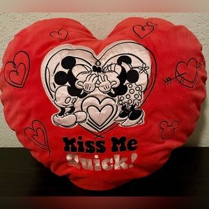 Cute Mickey & Minnie Kiss Me Quick Heart Pillow